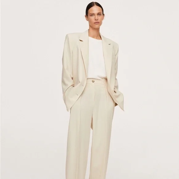 Blazer Suit Beige Blazer Mango Jacket Mango Cream Blazer Linen